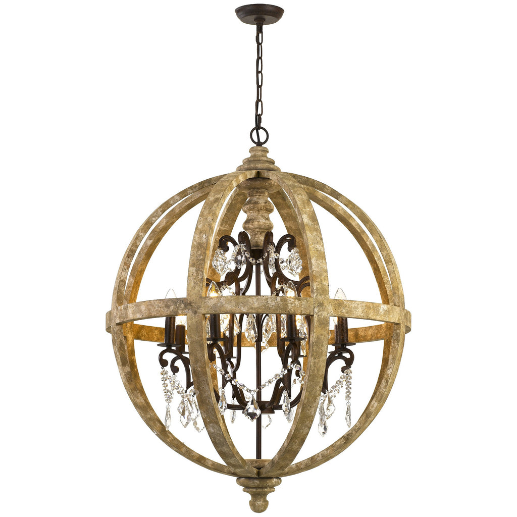 Wood deals crystal chandelier