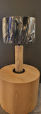 Chad Timber Lamp with Fabric Drum Shade Black