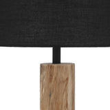 Chad Timber Lamp with Fabric Drum Shade Black
