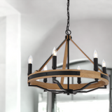 Darien Wood/Metal Round Chandelier Lantern Pendant Light