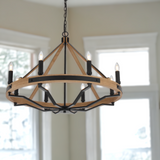 Darien Wood/Metal Round Chandelier Lantern Pendant Light