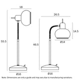 Marbell Adjustable Reading Lamp with Glass Shade