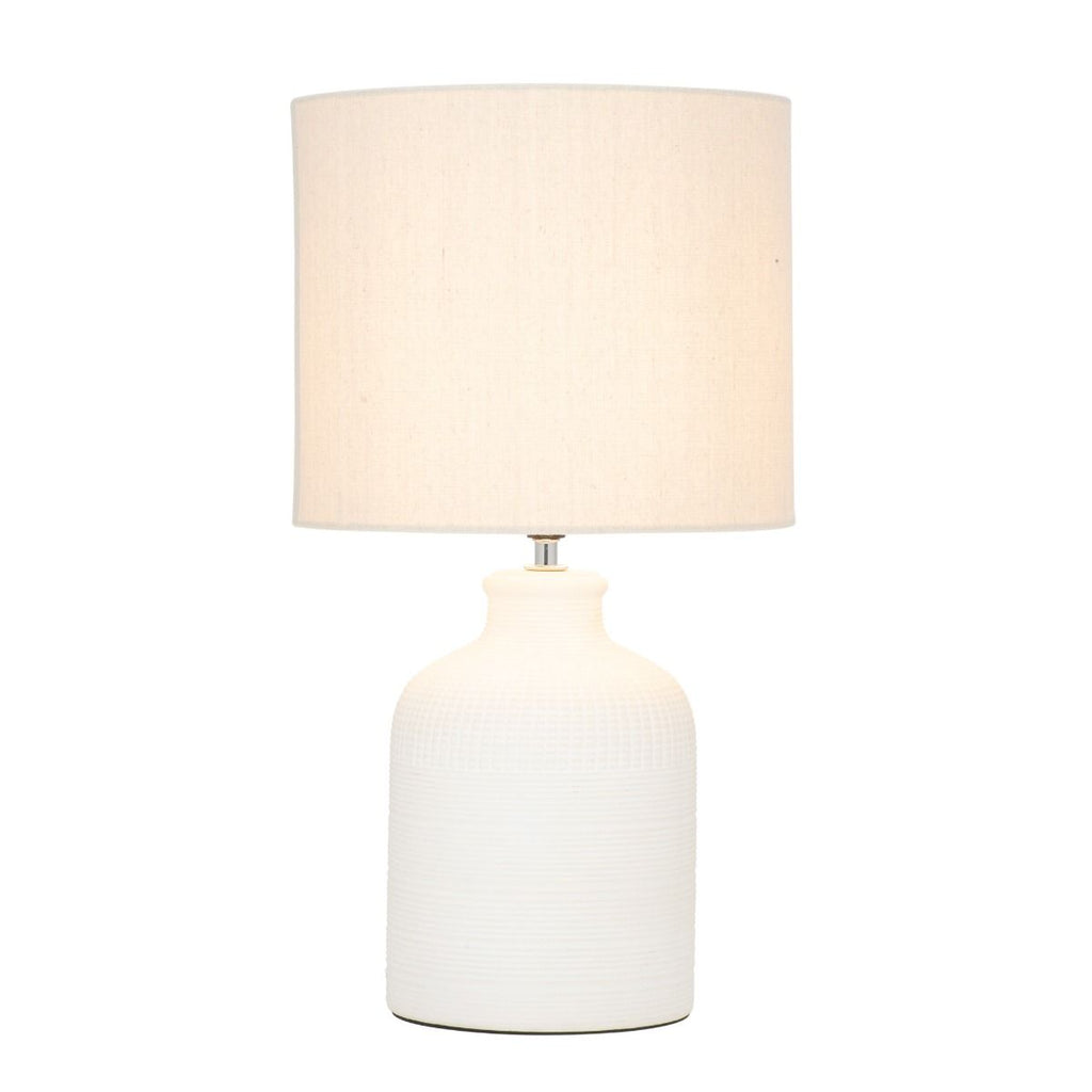 Maidstone Ceramic Table Lamp with Fabric Drum Shade – Roundabout Lighting