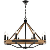 Darien Wood/Metal Round Chandelier Lantern Pendant Light