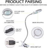 Magnifying Clamp Lamp with Flexible Gooseneck and USB Plug