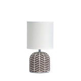 Mandy Ceramic Chevron Table Lamp with Fabric Drum Shade