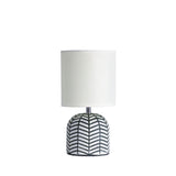 Mandy Ceramic Chevron Table Lamp with Fabric Drum Shade