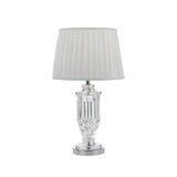 Adria Crystal Table Lamp with Pleated Drum Fabric Shade